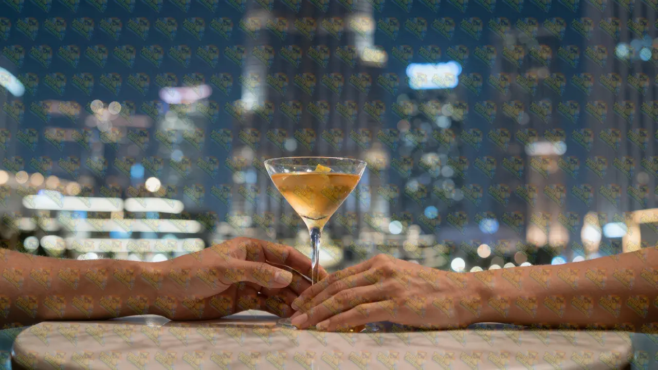Close-up of a romantic moment with the Burj Khalifa skyline in the background