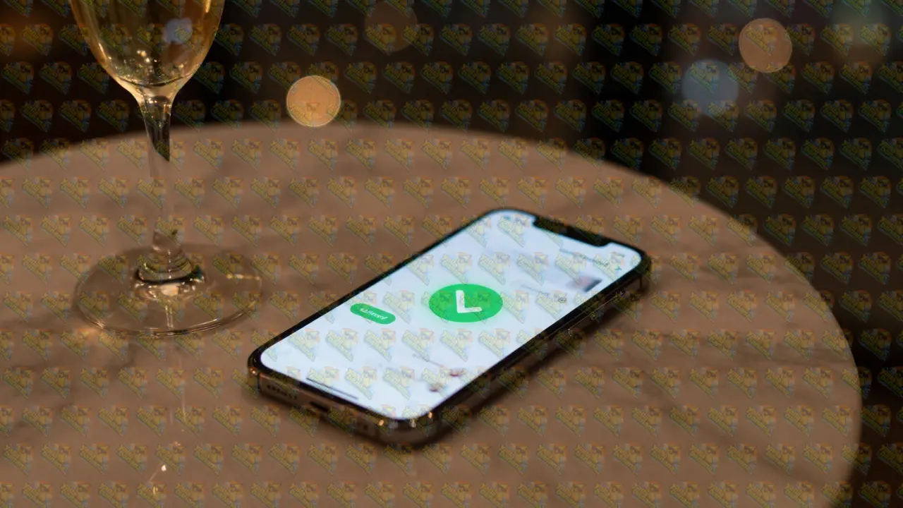 Smartphone on a marble table showing a verified badge on an encrypted app.